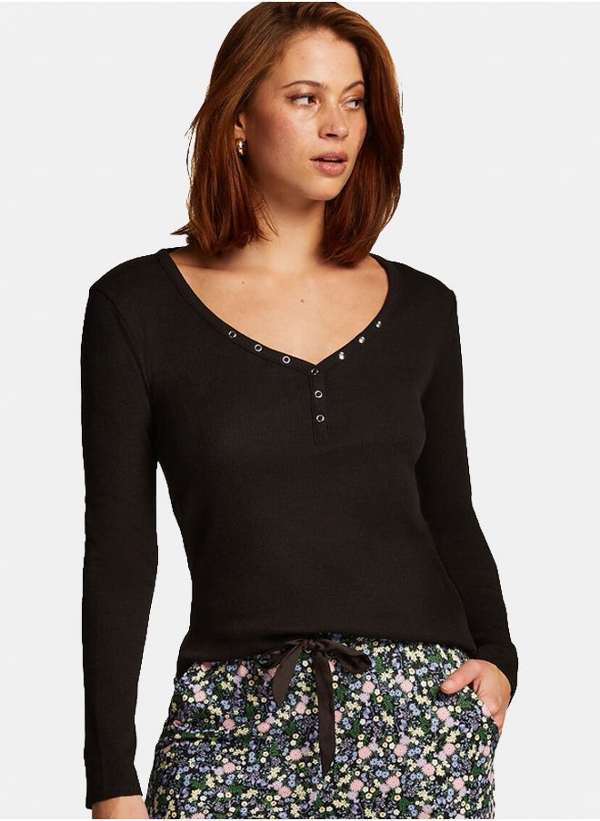 hunkemoller Long-Sleeved Pyjama Top  - Image 5