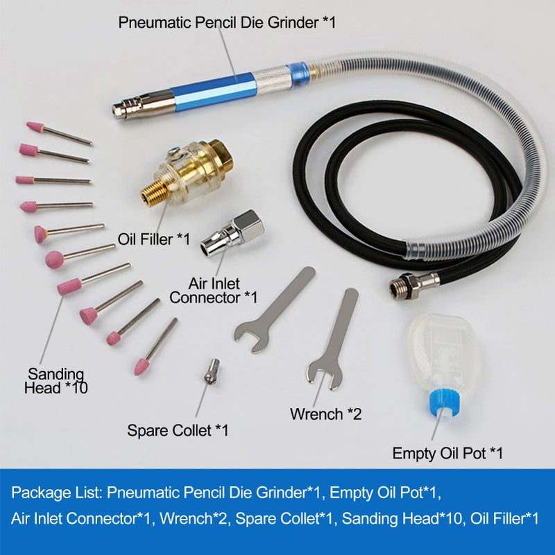 Micro Air Die Grinder Kit Pneumatic Pencil Die Grinder Mini Pencil Polishing Cutting Tool High Speed Grinding Compact Tool Kit for Cleaning Cutting Polishing Welding 54000 RPM - Image 3