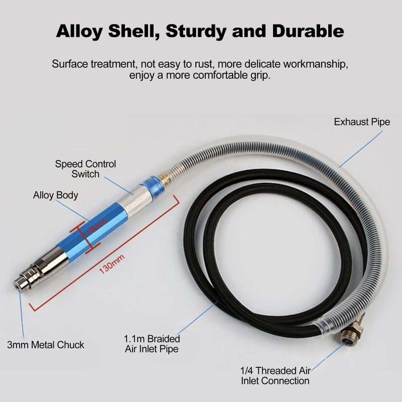 Micro Air Die Grinder Kit Pneumatic Pencil Die Grinder Mini Pencil Polishing Cutting Tool High Speed Grinding Compact Tool Kit for Cleaning Cutting Polishing Welding 54000 RPM - Image 5