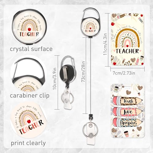 MENIFEND 2 Pack Teacher Badge Holder with Retractable Reel Clip, Pencil Rainbow ID Holder with Inspirational Quotes Designs, Gifts for Teachers - Image 2