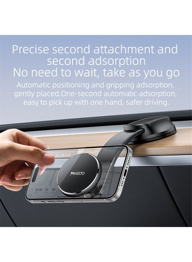 YESIDO C176 Magnetic Car Phone Holder with Flexible Arm - Powerful Nano Suction Cup - Compatible with MagSafe (iPhone 15/14/13/12) - Image 4