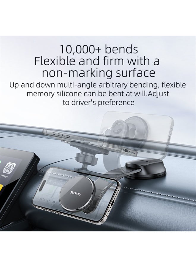 YESIDO C176 Magnetic Car Phone Holder with Flexible Arm - Powerful Nano Suction Cup - Compatible with MagSafe (iPhone 15/14/13/12) - Image 3