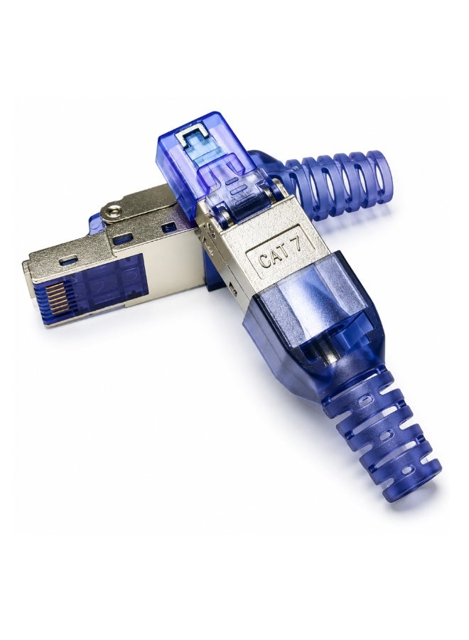 Melfi Tool-Free Shielded RJ45 Ethernet Connector for CAT7/CAT6A/CAT6/CAT5E/CAT5 Cable, Reusable No-Crimp LAN Plug, EZ Fast Field Termination, DIY Network Connector (Pack of 2) - Image 1