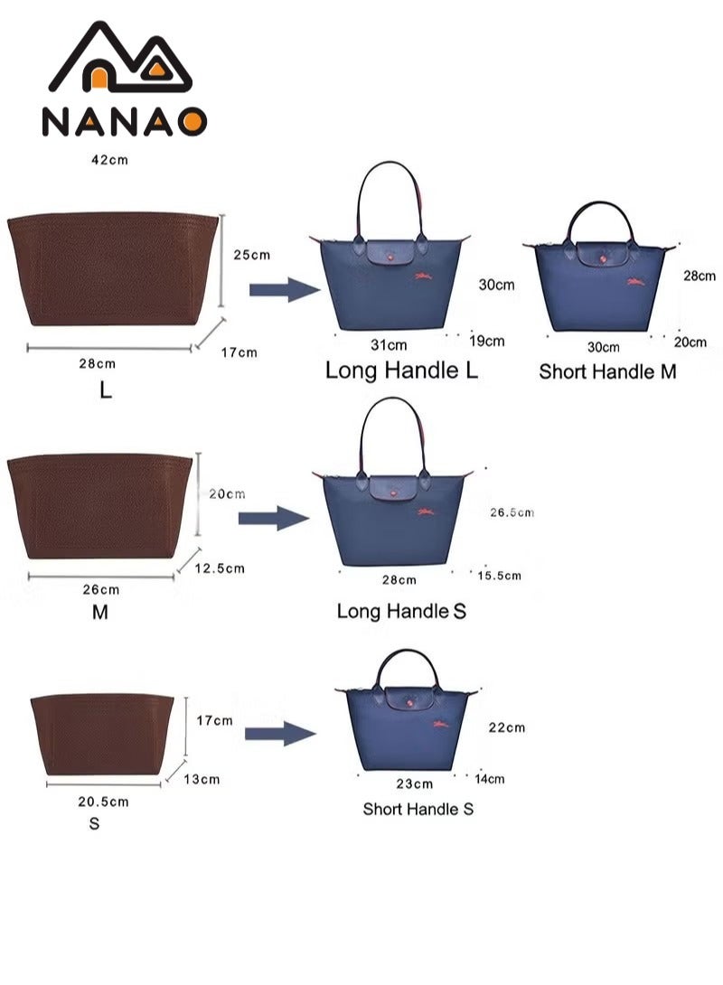 NANAO Tote Bag Organizer Insert For Large Tote Insert Felt Purse Zipper Bag Organizer Navy Blue S 21×17×13 CM  - Image 5