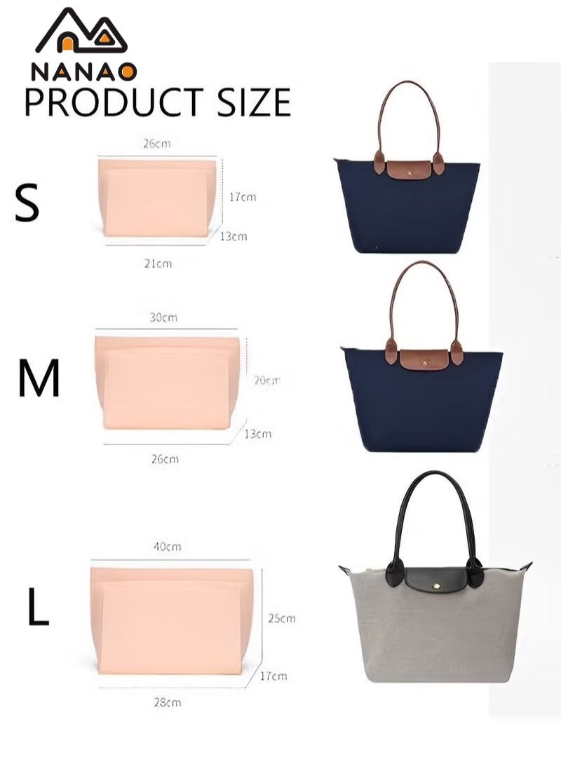 NANAO Tote Bag Organizer Insert For Large Tote Insert Felt Purse Zipper Bag Organizer Navy Blue S 21×17×13 CM  - Image 4