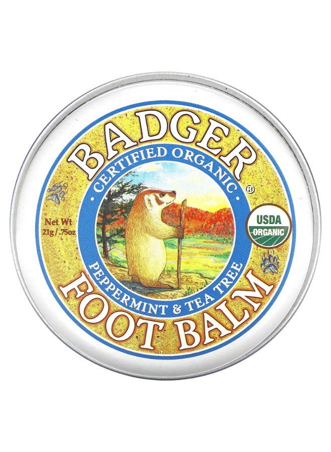Organic Foot Balm, Peppermint & Tea Tree, 0.75 oz (21 g)