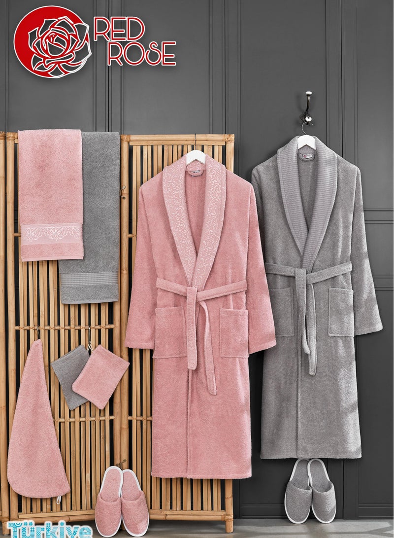 ريد روز طقم روب حمام تركي قطن100٪ عصري مكون من 11قطعة: تجربة فاخرة للراحة والأناقةبخامة قطنية عالية الجودة - Image 1