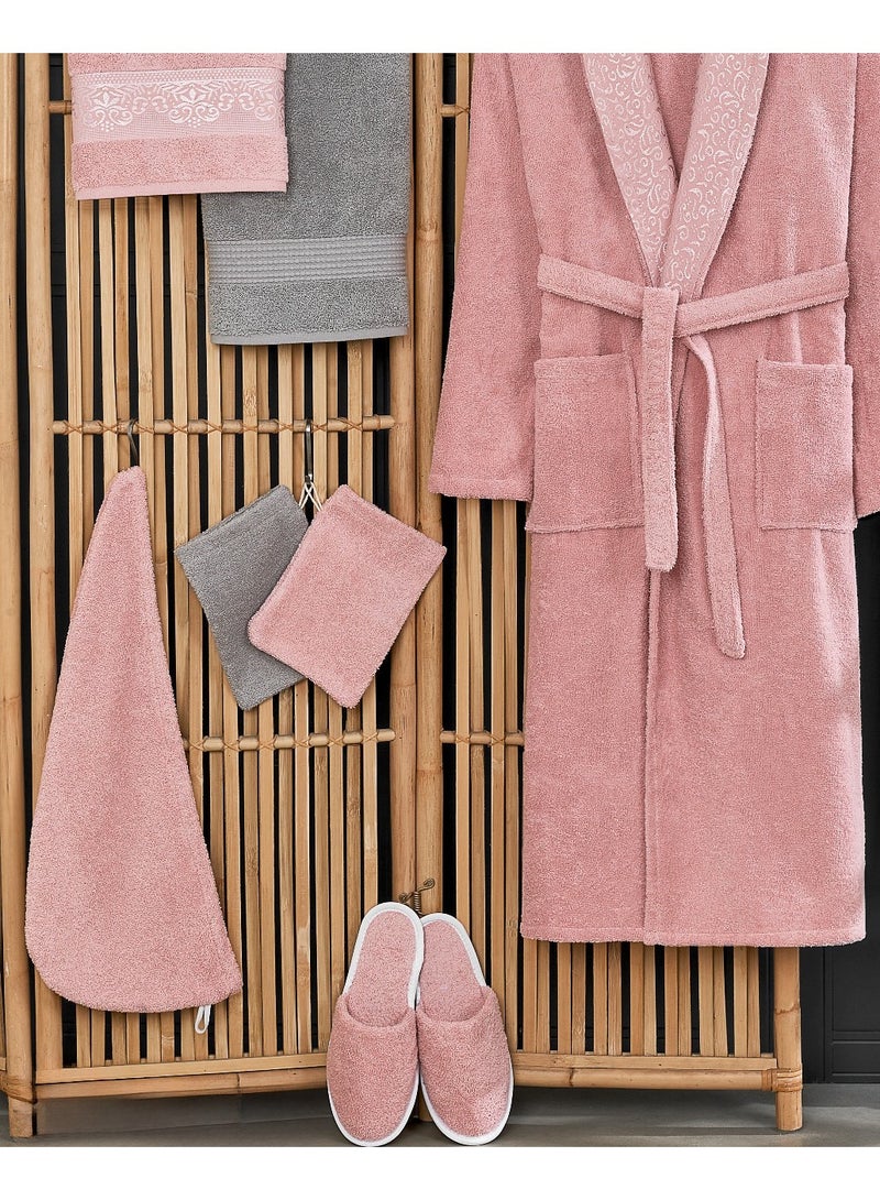 ريد روز طقم روب حمام تركي قطن100٪ عصري مكون من 11قطعة: تجربة فاخرة للراحة والأناقةبخامة قطنية عالية الجودة - Image 3