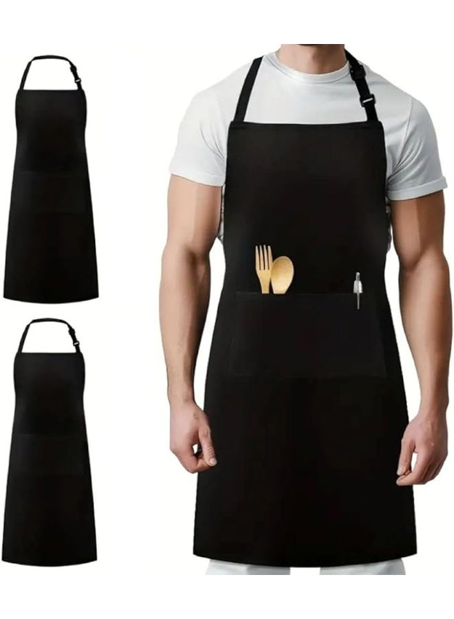 Tanyaz Bib Apron for Men & Women Adjustable Unisex Black Aprons - Image 1