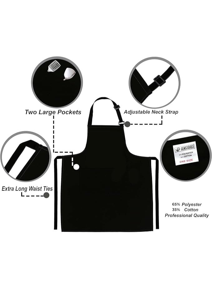 Tanyaz Bib Apron for Men & Women Adjustable Unisex Black Aprons - Image 3