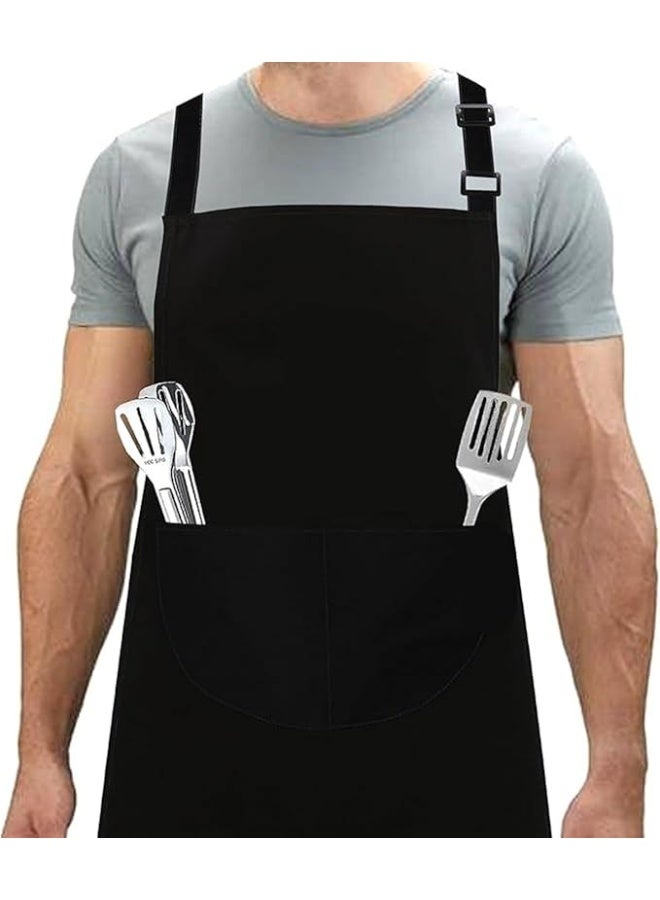 Tanyaz Bib Apron for Men & Women Adjustable Unisex Black Aprons - Image 2