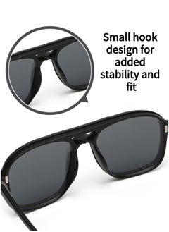 HS Polarized Sunglasses Men's Magnetic Sleeve Mirror Sunscreen Fashion Sunglasses Women's Premium Sense Double Bridge Glasses Frame UV Protection 1 Frame Glasses + 5 Clip Sunglasses Storage Bag  - Image 2