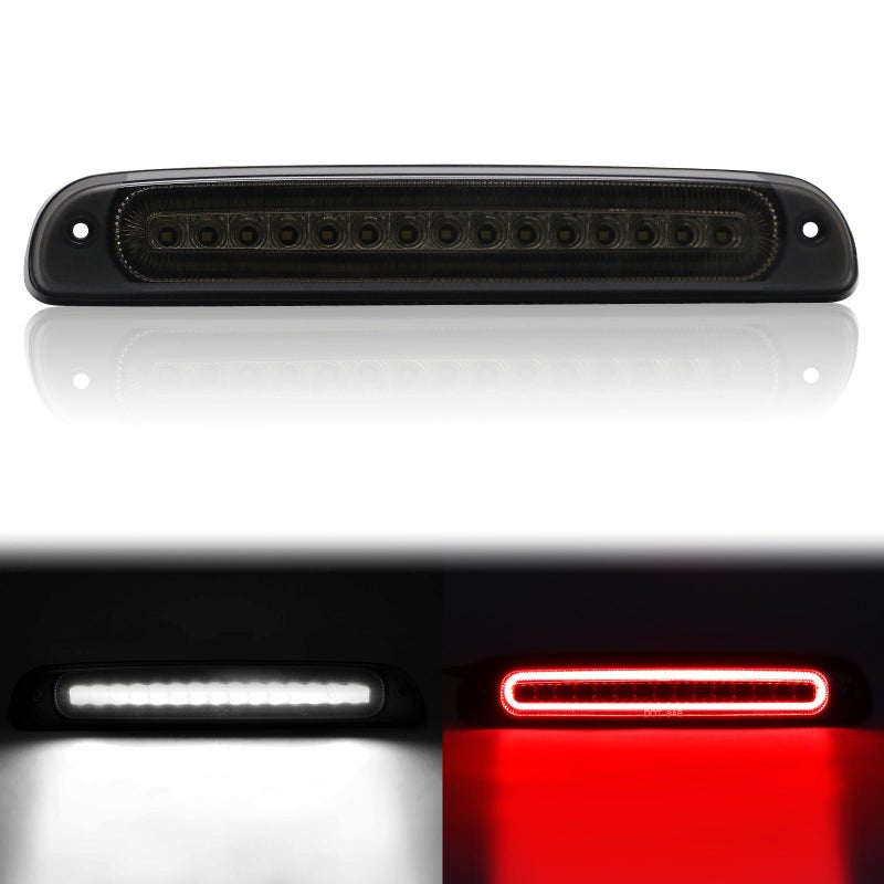 SHINEFIT 3rd Third Brake Light Compatible with 1999-2016 F250 F350 F450 F550 Super Duty High Mount Stop Brake Lights White Cargo Lamp, Smoked Lens - Image 1