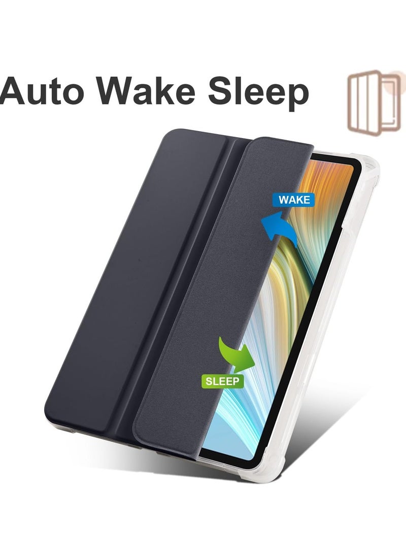 VKL Case Compatible with Huawei MatePad Air (2024) 12.0 inch,Smart Slim Trifold Stand Auto Sleep/Wake Cover with Pencil Holder, Clear Transparent Back Shell (Black) - Image 4