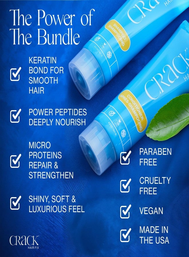 CRACK HAIR FIX Shampoo and Conditioner Set, 8.5 oz Each | Anti-Frizz Hair Products for Damaged Hair, Bond Repair, Curl Care, Humidity Control, and Color Protection - Image 4