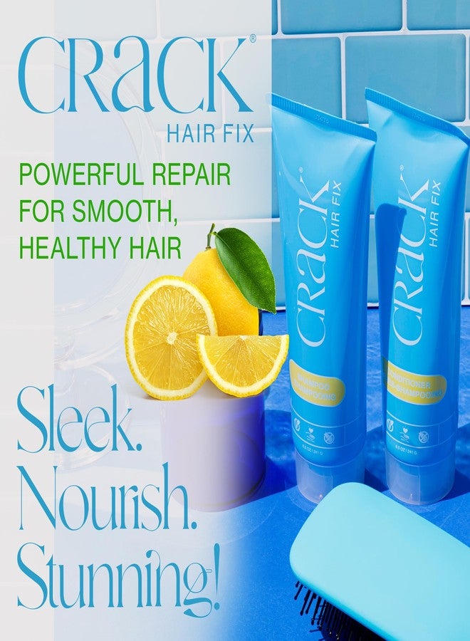 CRACK HAIR FIX Shampoo and Conditioner Set, 8.5 oz Each | Anti-Frizz Hair Products for Damaged Hair, Bond Repair, Curl Care, Humidity Control, and Color Protection - Image 2