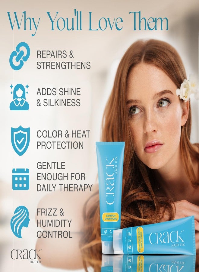 CRACK HAIR FIX Shampoo and Conditioner Set, 8.5 oz Each | Anti-Frizz Hair Products for Damaged Hair, Bond Repair, Curl Care, Humidity Control, and Color Protection - Image 3