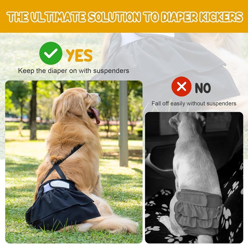 Avont Pack of 3 Reusable Dog Nappies, Highly Absorbent, Washable and Environmentally Friendly Sanitary Towels Panties for Female Pets - XL - Image 2