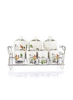 Spices Set 7 Piece With Stand Porcelain Miscato Louts assorted shapes