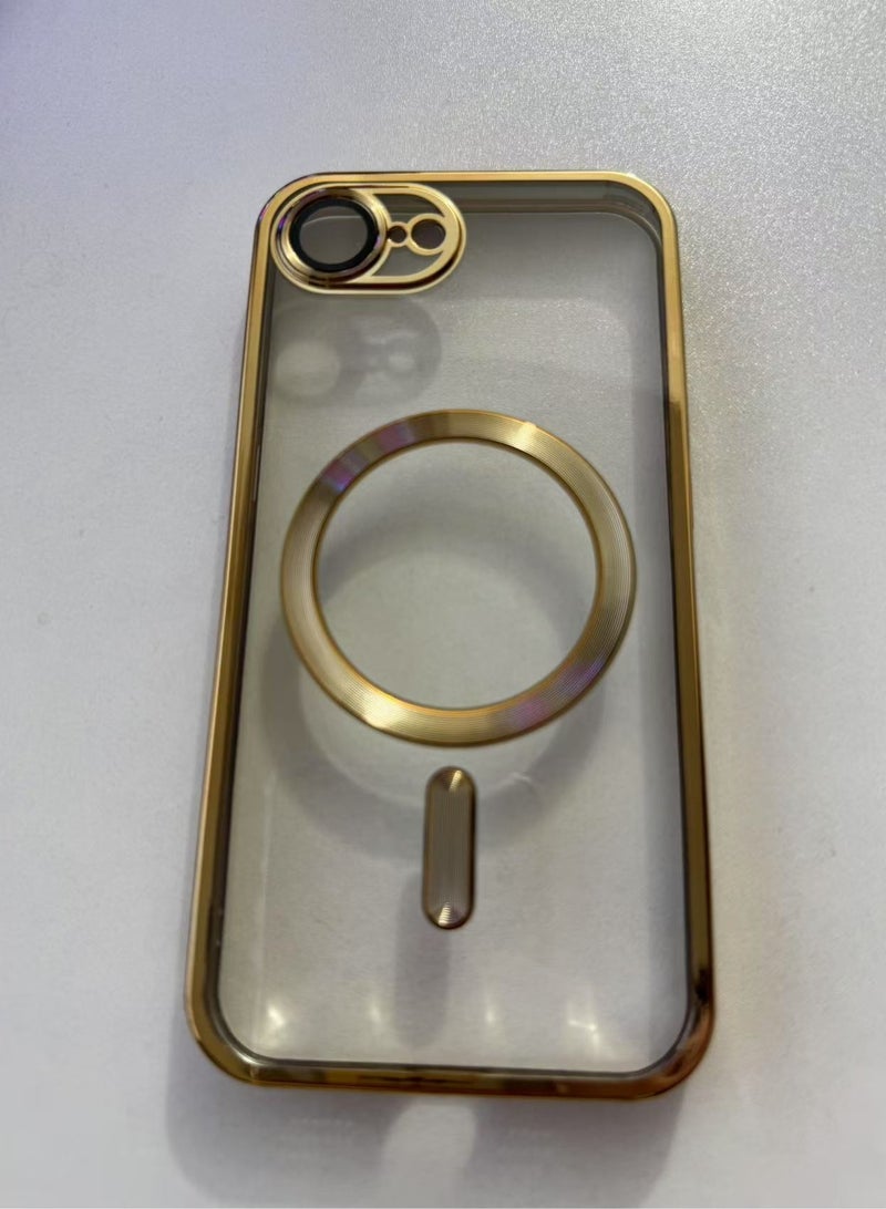iPhone 16e Case with Gold Titanium, Camera Lens Protection, Compatible with MagSafe, iPhone 16e Magsafe Case Clear【N52 Stronger Magnets】【Shockproof Protection】Anti-Yellow&Anti-Scratch, Ultra Slim, Magnetic Magsafe Cover for iPhone 16e, Diamond Clear Stylish  - Image 1