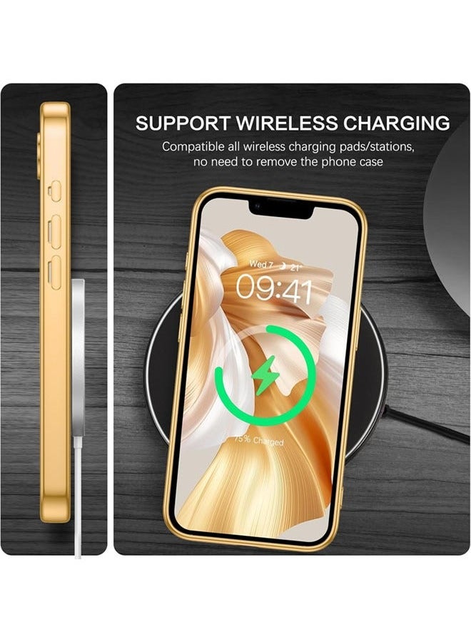 iPhone 16e Case with Gold Titanium, Camera Lens Protection, Compatible with MagSafe, iPhone 16e Magsafe Case Clear【N52 Stronger Magnets】【Shockproof Protection】Anti-Yellow&Anti-Scratch, Ultra Slim, Magnetic Magsafe Cover for iPhone 16e, Diamond Clear Stylish  - Image 2