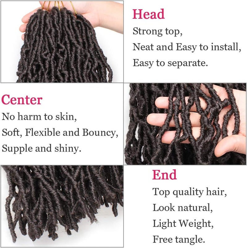 Leeven 18 Inch Soft Locs Crochet Hair For Butterfly Locs 84 Strands Curly Wavy Goddess Locs Crochet Braids Hair for Extend Dark Brown Synthetic Faux Locs Braiding Hair for Women 4# - Image 4