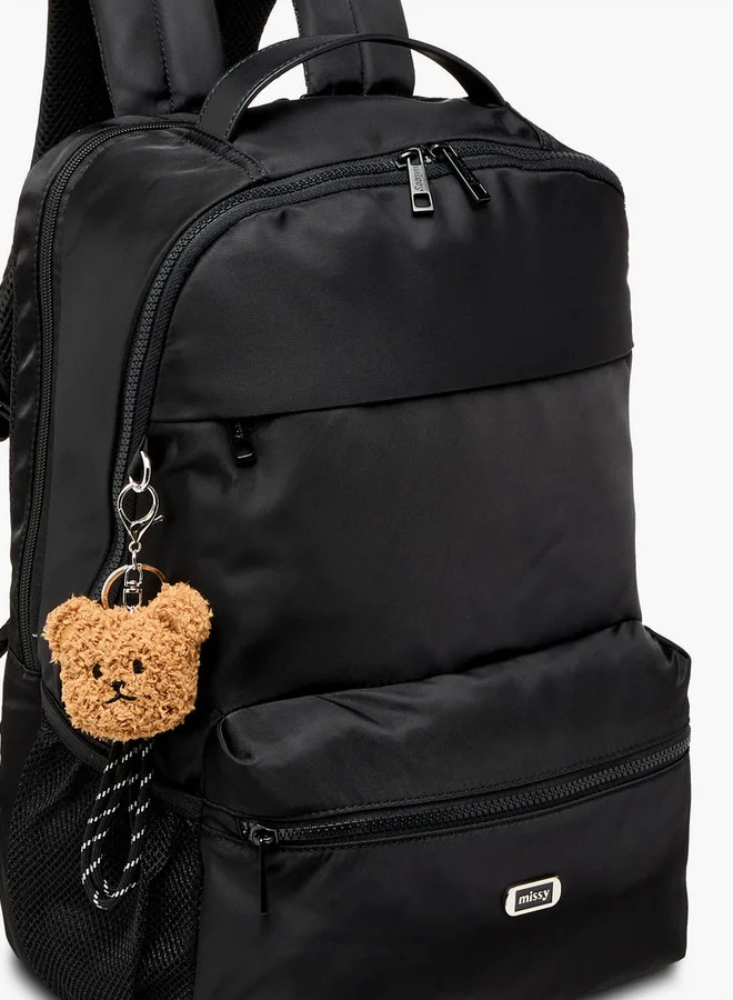MISSY  Solid Backpack with Adjustable Shoulder Straps and Pencil Pouch for Women | Best Price UAE