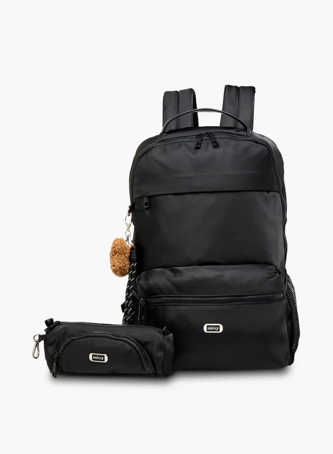 MISSY Solid Backpack with Adjustable Shoulder Straps and Pencil Pouch