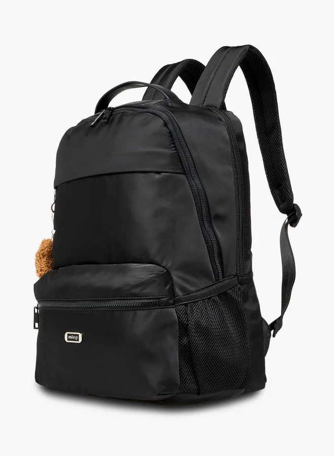 MISSY  Solid Backpack with Adjustable Shoulder Straps and Pencil Pouch for Women | Best Price UAE