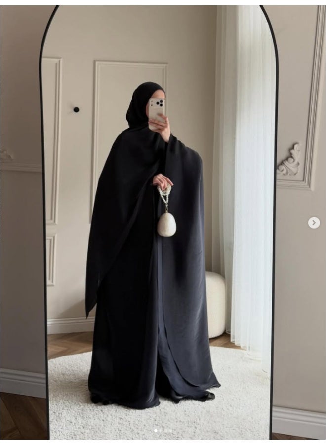 أربع قطعة مجموعة فستان الشرق الأوسط العادي فضفاضة فستان رداء أنيق - Image 1