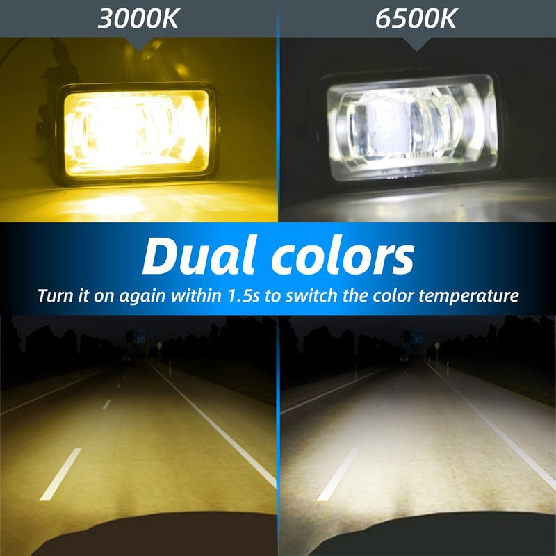 wideep Premium Dual colors LED Fog Light Assemblies For F150 2015-2020 Ford, Two-Tone White and Amber Light, For 17-19 F250/F350/F450 Super Duty, Plug and Play Anti-fog IP67 DC 12V, 2Pcs, JL3Z-7222-D - Image 2