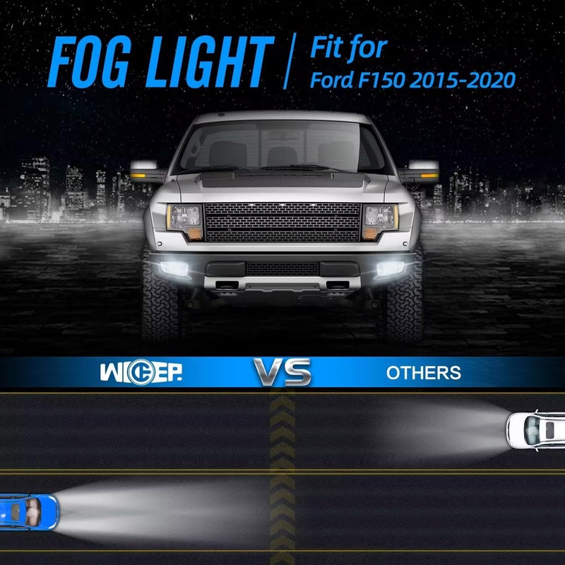 wideep Premium Dual colors LED Fog Light Assemblies For F150 2015-2020 Ford, Two-Tone White and Amber Light, For 17-19 F250/F350/F450 Super Duty, Plug and Play Anti-fog IP67 DC 12V, 2Pcs, JL3Z-7222-D - Image 5