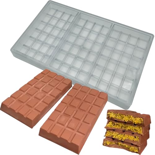 Goldbaking Polycarbonate Deep Chocolate Bar Mold Energy Protin Bar DIY Tool Filling Chocolate Snakes Maker Deeper Chooclate Covered Cookie Mould For Filled Chocolate Candy Making - Image 1