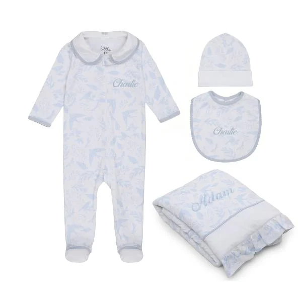 ليتل اي ايه مجموعة استحمام الطفل زقزقة العصافير أزرق