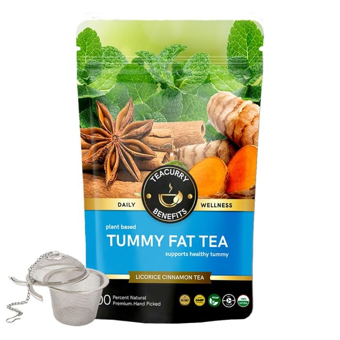 TEACURRY شاي تيكاري لتخسيس البطن (100 جرام سائب) مع مصفاة - يساعد في إدارة الوزن والبطن | للحصول على بطن أنحف - للرجال والنساء - Image 1