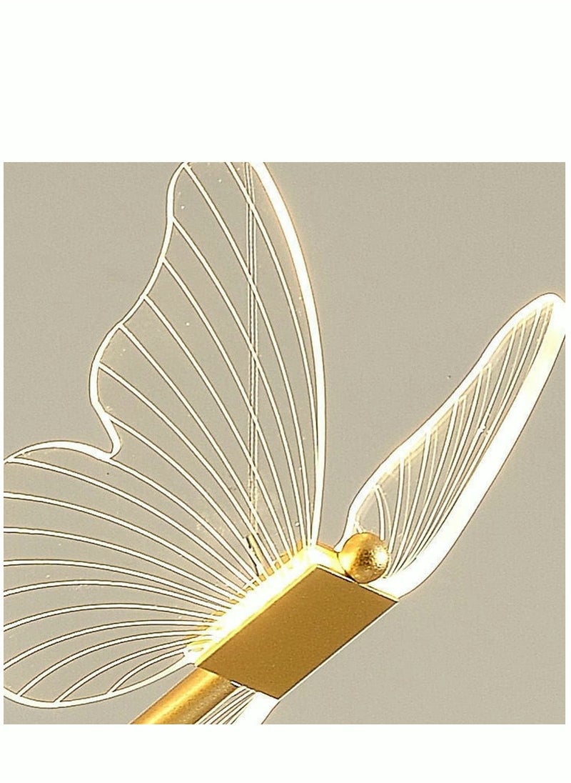 MIXDE - Modern Butterfly LED Pendant Light Kitchen Island Gold Dimmable Single Hanging Lamp Ceiling Nordic Gradient Blue Pink Chandelier for Girls Bedroom Dining Room Foyer Staircase Living Room - Image 1