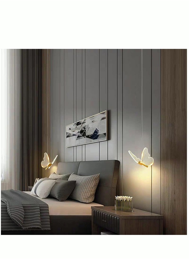 MIXDE - Modern Butterfly LED Pendant Light Kitchen Island Gold Dimmable Single Hanging Lamp Ceiling Nordic Gradient Blue Pink Chandelier for Girls Bedroom Dining Room Foyer Staircase Living Room - Image 1