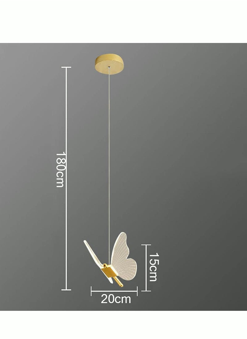MIXDE - Modern Butterfly LED Pendant Light Kitchen Island Gold Dimmable Single Hanging Lamp Ceiling Nordic Gradient Blue Pink Chandelier for Girls Bedroom Dining Room Foyer Staircase Living Room - Image 1
