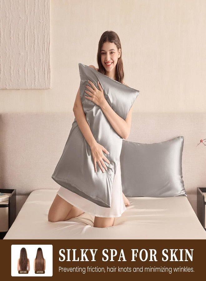 THXSILK 100% Natural Mulberry Silk Pillowcase for Hair and Skin Luxury 19 Momme Mulberry Silk Pillow Cases Covers with Envelope Closure Both Sides Durable 1 Pack (King, Grey) - Image 4