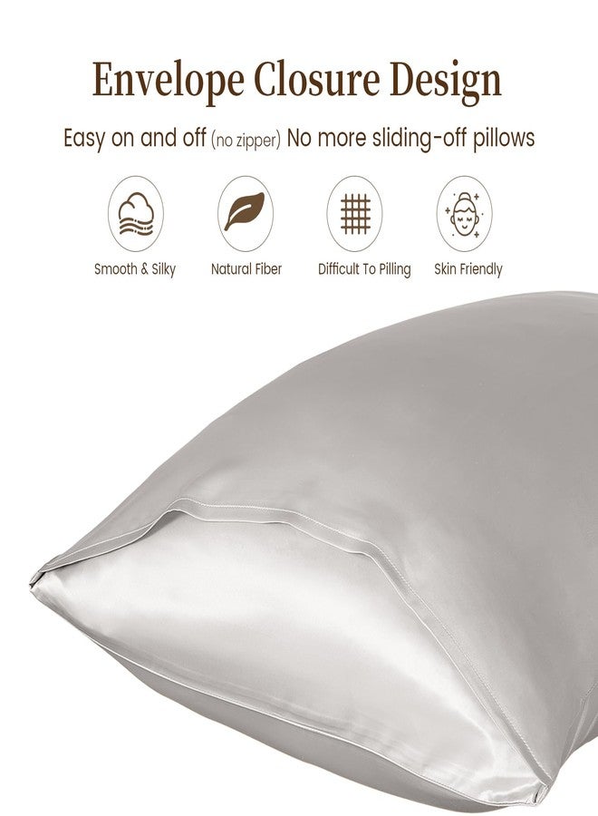 THXSILK 100% Natural Mulberry Silk Pillowcase for Hair and Skin Luxury 19 Momme Mulberry Silk Pillow Cases Covers with Envelope Closure Both Sides Durable 1 Pack (King, Grey) - Image 2