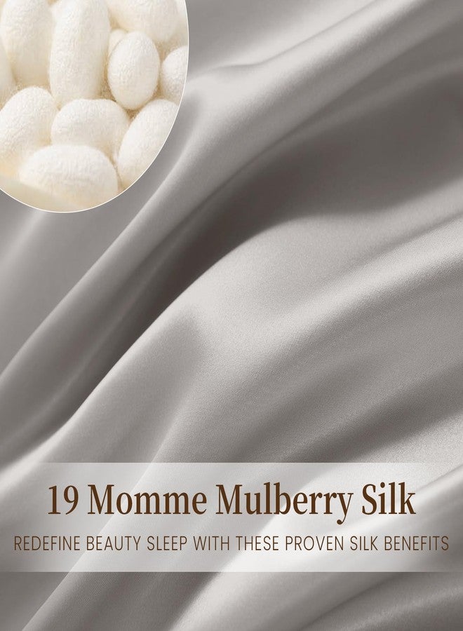 THXSILK 100% Natural Mulberry Silk Pillowcase for Hair and Skin Luxury 19 Momme Mulberry Silk Pillow Cases Covers with Envelope Closure Both Sides Durable 1 Pack (King, Grey) - Image 3