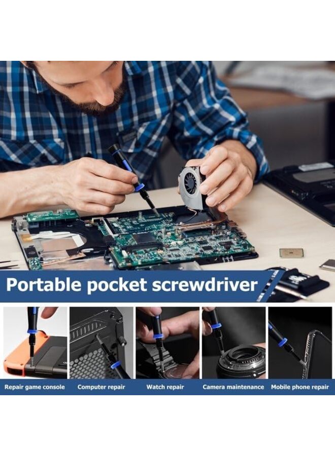 مجموعة مفكات براغي دقيقة 152 في 1، مجموعة مفكات براغي مغناطيسية صغيرة مع حقيبة، مجموعة مفكات براغي صغيرة، مجموعة أدوات إصلاح إلكترونية للكمبيوتر واللاب توب والسيارات التي يتم التحكم بها عن بعد والمجوهرات والنظارات - Image 4