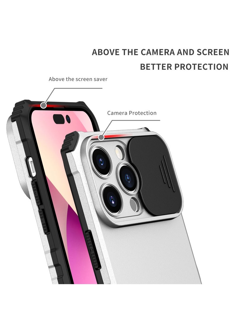 Iphone 14 Pro Max White Mobile Phone Case Cover, Innovative Telescopic Bracket, Sliding Protection Camera Window, Bumper Shockproof Phone Back Cover - Image 3