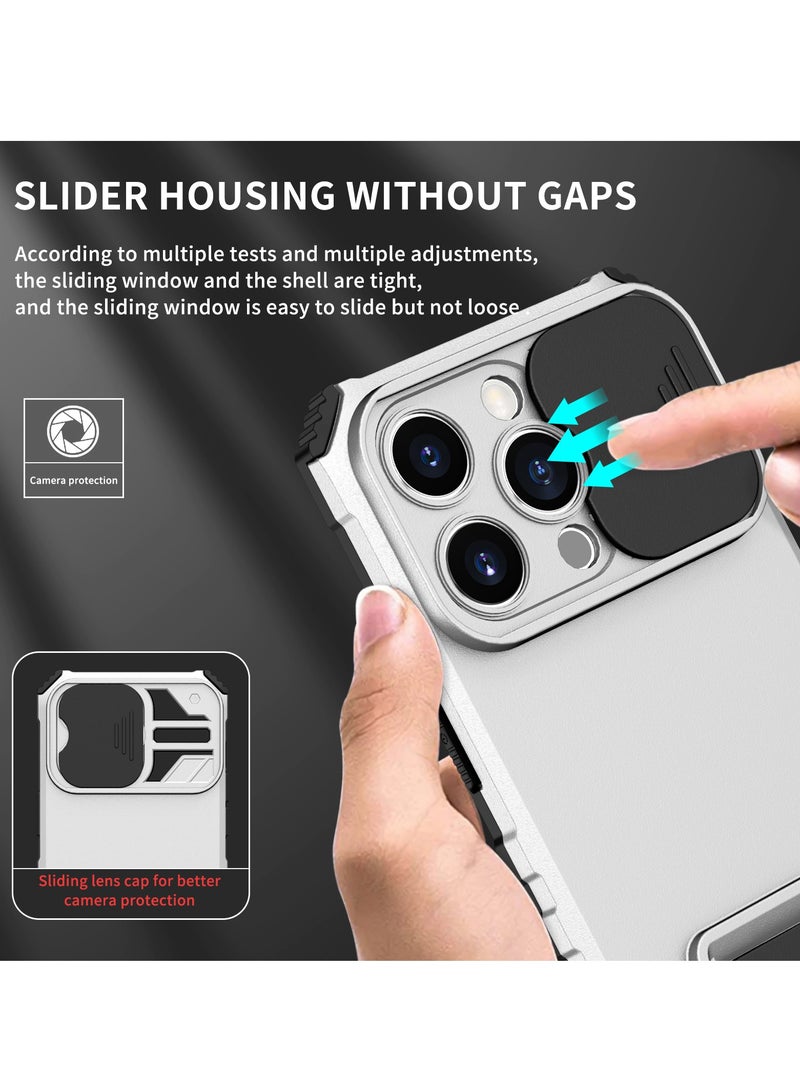 Iphone 14 Pro Max White Mobile Phone Case Cover, Innovative Telescopic Bracket, Sliding Protection Camera Window, Bumper Shockproof Phone Back Cover - Image 5