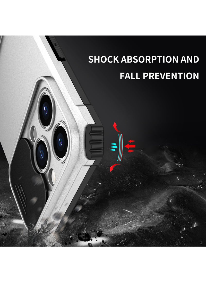 Iphone 14 Pro Max White Mobile Phone Case Cover, Innovative Telescopic Bracket, Sliding Protection Camera Window, Bumper Shockproof Phone Back Cover - Image 4