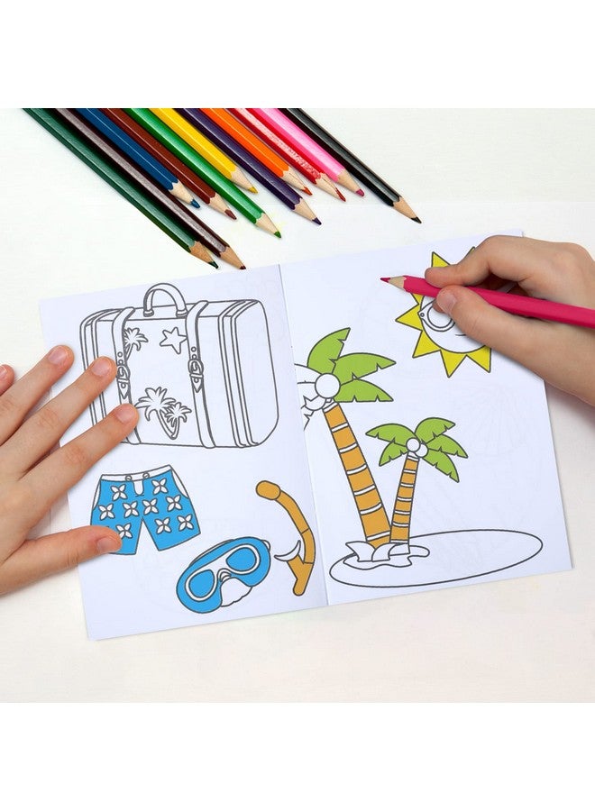Faccito 24 Pcs Summer Beach Coloring Books For Kids Mini Diy Art Drawing Book Bulk Including Pineapple Coconut Flamingo Beach Pool Fun And Relaxing Patterns For School Activity Birthday - Image 4