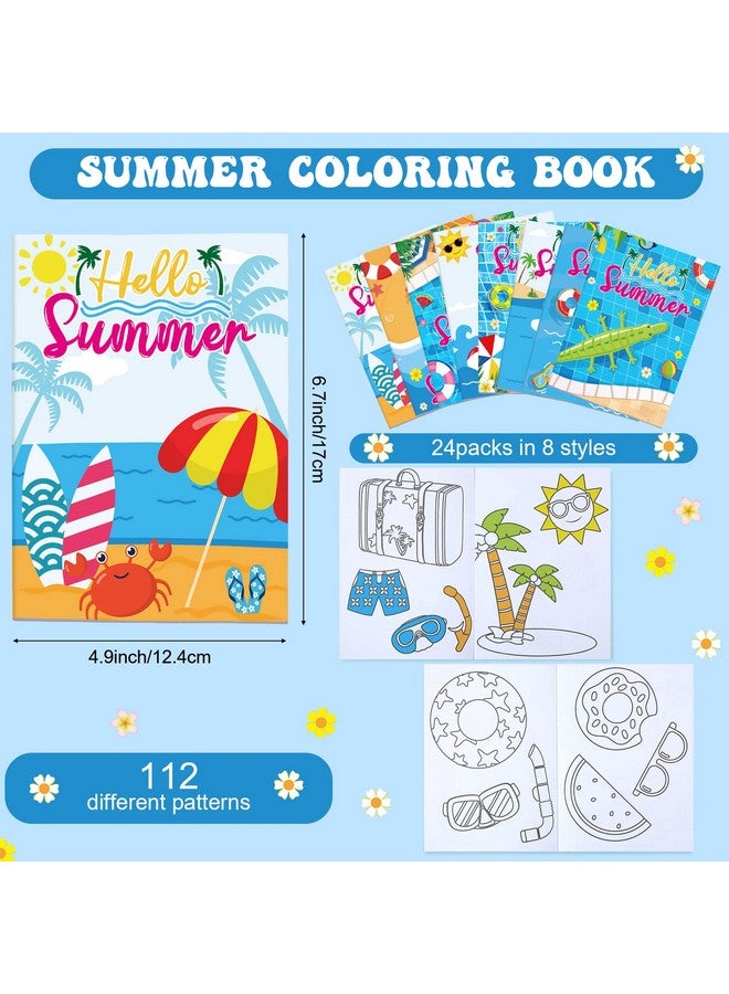 Faccito 24 Pcs Summer Beach Coloring Books For Kids Mini Diy Art Drawing Book Bulk Including Pineapple Coconut Flamingo Beach Pool Fun And Relaxing Patterns For School Activity Birthday - Image 2