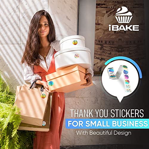 IBAKE 500 PCS Holographic Thank You for Supporting My Small Business Stickers – 1.5 Inch Round Self-Adhesive Waterproof Labels – Eye-Catching Packaging Seals for Orders, Gift Bags, Boxes & Envelopes - Image 2