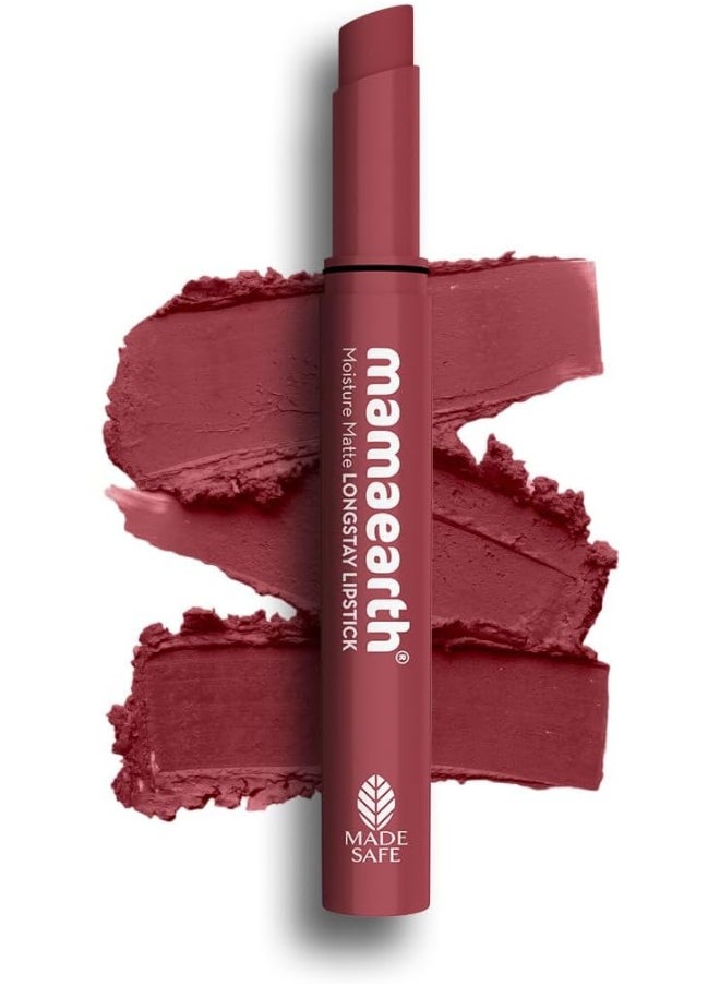 Mamaearth Moisture Matte Longstay Lipstick With Avocado Oil And Vitamin E For 12 Hour Long Stay 02 Plum Punch 2 G  - Image 1