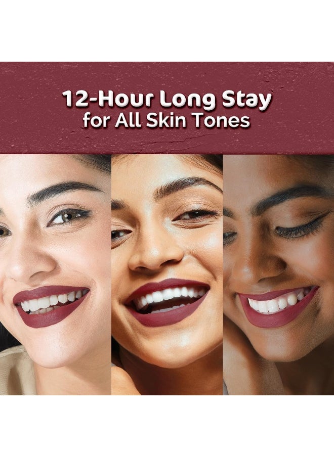 Mamaearth Moisture Matte Longstay Lipstick With Avocado Oil And Vitamin E For 12 Hour Long Stay 02 Plum Punch 2 G  - Image 5